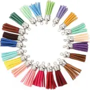 100 Pieces Keychain Tassels, Bulk Leather Tassel,Colored Tassel Pendants Charms