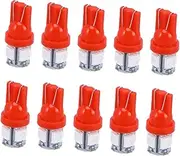 JECOMPRIS 10pcs Universal Car Led Bulbs T10 5050 5smd Red Side Lights for Vehicle Interior