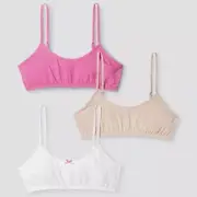 Cat & Jack Girl’s XL 14/16 3 Pack Cami Bras White Pink Beige Cropped Adjustable