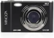 Minolta MND20 Digital Camera OUTFIT Black with CASE & CARD 44 MP 2.7K Ultra HD