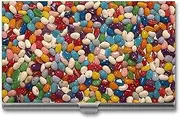 LKHDS Slim Aluminum Alloy Business Card Holder Assorted Jelly Beans Pocket Business Card Case Portable Business Card Wallet Business Card Holders Handheld Card Box for Women Men, style, One size