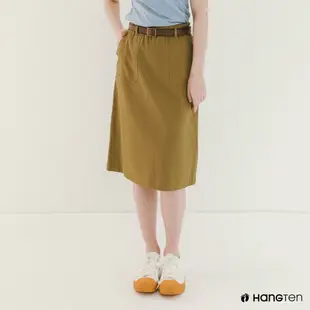 Hang Ten-女裝-REGULAR FIT鬆緊腰頭口袋中長裙-棕