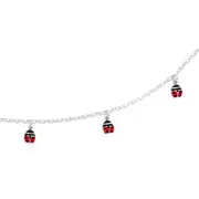 Silver 18cm Belcher Ladybird Charms Bracelet
