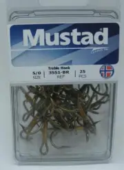 Mustad 3551BR # 5/0 25CT Bronze Treble Hook