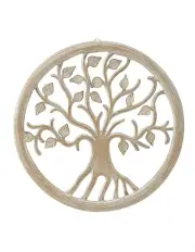 [Willow & Silk] Handmade Wooden Round Tree-Of-Life Wall Art 40cm in Natural