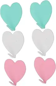 POPETPOP 6pcs Heavy Duty Adhesive Heart Shaped Hooks for Walls Cute Decorative Hangers for Keys Towels and Hats Easy Installation No Damage to Walls for Bedrooms and Bathrooms