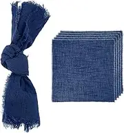 uxcell 6Pcs Handmade Cloth Napkins, 16.5x16.5 Inch Cotton Napkins with Fringe Square Rustic Table Napkin for Wedding Party Dinner Table Decor Bridal Shower, Dark Blue