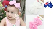 Baby Toddler Kids Hair Accessories Girl Chiffon Pearl Turban Elastic Headband AU