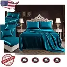 Elegant King Satin Sheet Set - 4 Pcs in Teal with Signature Envelope Pillowcases