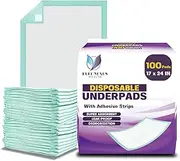 PureNexus Health Disposable Bed Pads for Adults 17 x 24 (100 Count) - Super Absorbent and Waterproof - Incontinence Bed Pads, Chuck Pads, Chux Pads, Changing Pads for Baby, Pee Pads for Kids