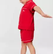 NEW PETER ALEXANDER PJ SET DREAMY BAMBOO JERSEY TOP & SHORTS RED JNR 6 RRP$59.95