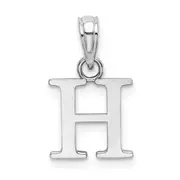 14K White Gold Polished Block Letter H Initial Pendant