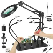 Magnetic Helping Hands Soldering Third Hand, Flexible 5X & 10X Magnifying Gla...
