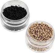 PAMINGONO 2 Box Silicone Lined Nano Beads for Hair Extensions Black Beige Lightweight Micro Ring Links for Professional DIY Use Versatile Hair Extension Tools