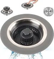 3 in 1 kitchen sink drain strainer and sink garbage strainer, stainless steel kitchen sink plug, pop-up anti clogging and anti odor sink, suitable for US standard 3-1/2 inch kitchen drain pipe