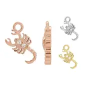 14K Gold Natural Diamond Mini Scorpio Horoscope Sign Dangle Scorpion Sting Charm