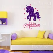Unicorn Pony Girl Custom Name Wall Personalized Custom Vinyl Sticker Decal C