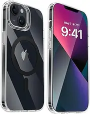 Fingic for iPhone 13 Case/iPhone 14 Case[Compatible with MagSafe] Shockproof Military-Grade Protection Pure PC Non-Yellow Anti-Scratch Slim Thin Case for iPhone 13/iPhone 14,6.1 inch,Crystal Clear