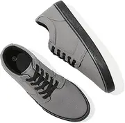 [BENPAO] Mens White Casual Shoes All Black Fashion Sneakers for Men Low Top Lace Up Canvas Shoes