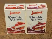 Junket Danish Dessert Raspberry & Strawberry Mix 4.75 oz (Variety Pack of 2) 〣