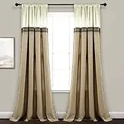 Lush Decor Terra Window Curtain Panel Pair, 84" L x 54" W, Beige & Ivory