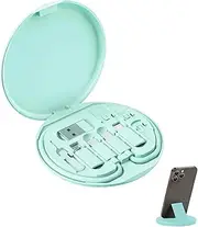 9 in 1 Cable Case USB Adapter Cable Conversion Storage Box USB Type C to Micro USB/Lightning/USB A Cable Data Transfer Tool Contains Sim Card Slot Tray Eject Pin Use as Phone Holder (Green)