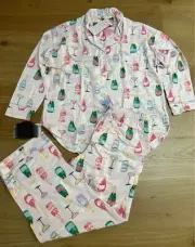 Peter Alexander women's bamboo flannel champagne pj Set Sz Large bnwt