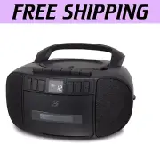 Compact Stereo Boombox with CD/Cassette Player & Built-in Speakers - Black