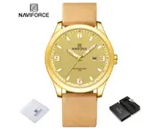 NAVIFORCE Casual Mens Watch Sports Waterproof Quartz Male Wristwatch Bussiness Leisure Man Clock Leather Strap Watch For Men