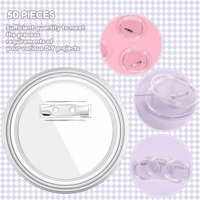 50Pcs Acrylic Buttons Pin Badge 3 Inch DIY Badge Pins Clear Button Maker qiNNv
