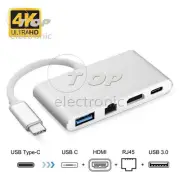 USB-C to HDMI 4K+Ethernet (RJ45 Port)+USB 3.0 USB 3.1 Type C Adapter