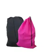 2 x Tall Commercial Linen Laundry Bag with Drawstring Black & Pink | Bnb Supplie