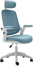 Ergonomic Office Chair with Armrest Headrest and Mesh Breathable High Back Swivel Adjustable Computer Desk Chair (Color : Blue)