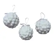 Seasonal Abode White SNOWBALL Round Christmas Hanging Ornament Set of 3 NWT