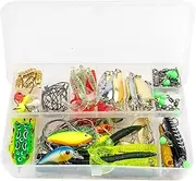 Krmoau Freshwater Saltwater Fishing Bait, Fishing Bait Set, Bass Lure Fishing Bait Kit, 97 Pieces, Swimbait with Storage Box, Portable Hard Gear Accessories, Fish Tackle for Lakes, Lakes, Rivers