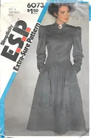 Uncut Simplicity Sewing Pattern # 6073 Fitted Two-Piece Dress Size: 10-12-14