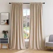 Velvet Curtains Thermal Insulated Blackout 52"W x 90"L (Pack of 2) Camel Beige