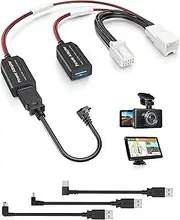 DashCam Power Adapter,(10P Type E) Fit Select Mazda 6/CX3/CX5/CX9/CX30/CX50/MX30/CX90,Connect to Auto-Dimming Rearview Mirror,Built-in Hide Power Adapter Charging Cable for GPS Dash Cam Mirror Camera