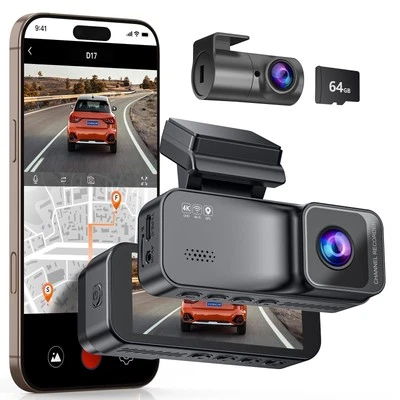 4K/2.5K Dash Cam Front and Rear, Dual Dash Camera for Cars, Included 64GB Car...