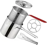 iplusmile 1Set Deep Fryer Pot with Fry Basket and Lid Frying Kit for Stove Top Cooking for Frying Shrimp Chicken and Chips