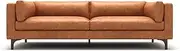Valencia Mary Leather Couch 93" | Top Grain Nappa 11000 Leather Wide Seat, Solid Wood Frame, Plush Cushioning, Top-Stitched French Seams, Saddle Tan