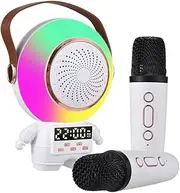 Karaoke Astronaut Shape Speaker Portable BT Mic and Speaker Set with 2 Wirel Microphone Color Light Handheld Mic Karaoke s for Birthday Party Home KTV Set