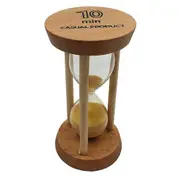 10 Minutes Wooden Frame Sand Timer with Yellow Hourglass Home Decor Size DxH 48 x 9 cm