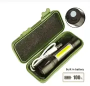 USB Rechargeable LED Flashlight XPE COB 3 Modes Mini Zoom Tactical Torch Lamp