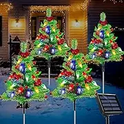 4-Pack Solar Pre-Lit Christmas Tree Lights, 8 Modes Outdoor Waterproof Christmas Decorations for Yard, Garden, Pathway, Porch