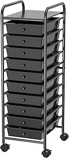 SimpleHouseware 10 Drawer Trolley Storage Cart, Black