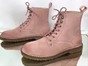 Brand New RARE Birkenstock Bryson Lace-Up Combat Boots in Soft Pink Suede 42 N