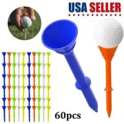 60 Golf Tees 3-1/4 Inch Unbreakable Golf Cup Tee Long 83mm Multi-color Plastic