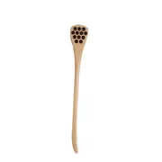 4Pc Wood Honey Dipper Sever Mixing Stick Spoon Honeycomb Heart Pattern