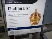 Large Copper Hammerred Chafing Dish with Stainless Steel Insert